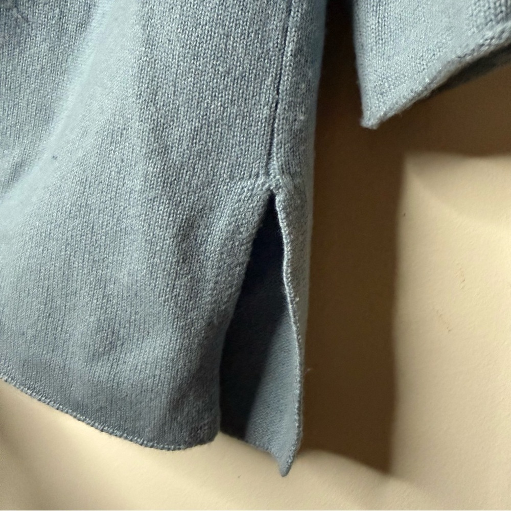 AMINA RUBINACCI Wool Cashmere Blend Baby Blue Open Front Cozy Knit Cardigan - Picture 5 of 8